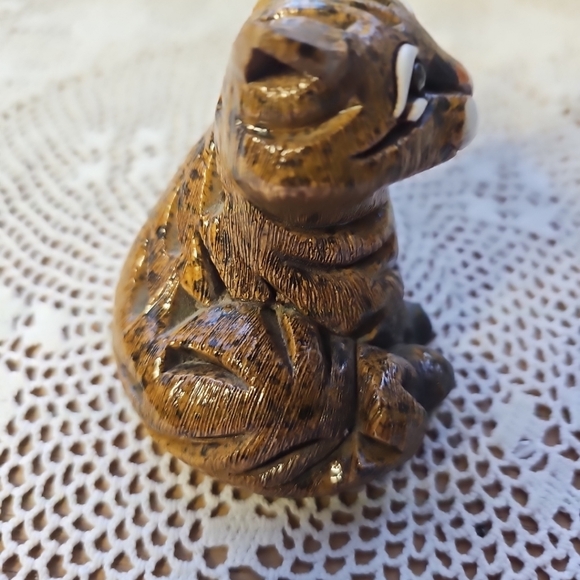 Vintage Artesania Rinconada Tabby Cat Figurine Uruguay Clay Ceramic 3" Chip Paw - Picture 5 of 14